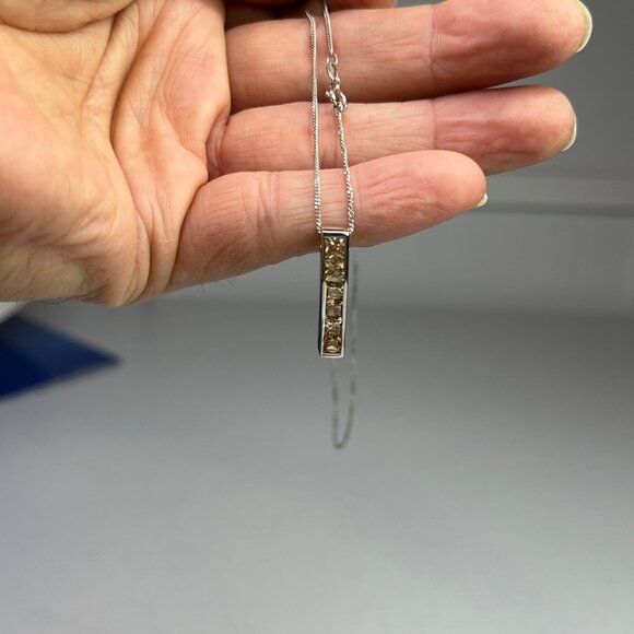 Sterling Silver Women's Necklace With Yellow CZ Pendant, 18" Cable Chain - Picture 8 of 16